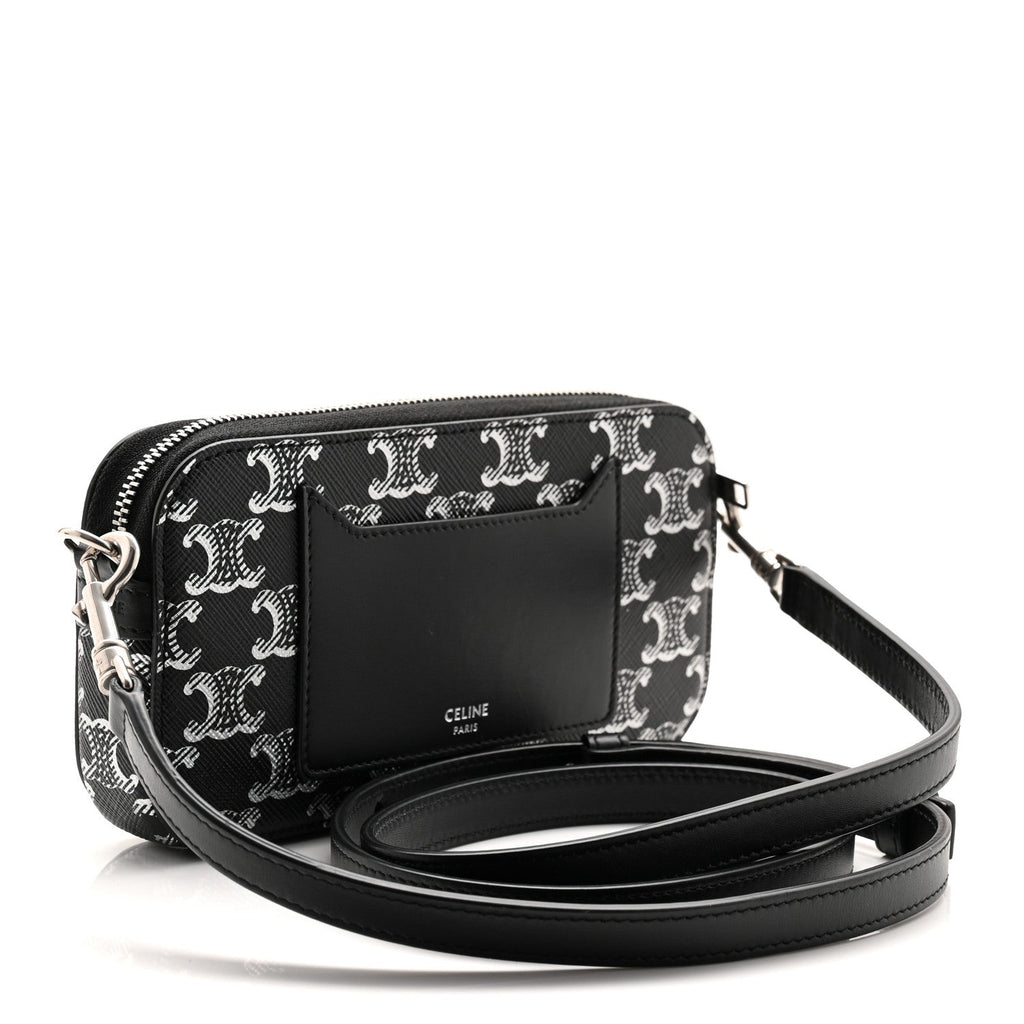 Triomphe Canvas Horizontal Pouch Silver Black