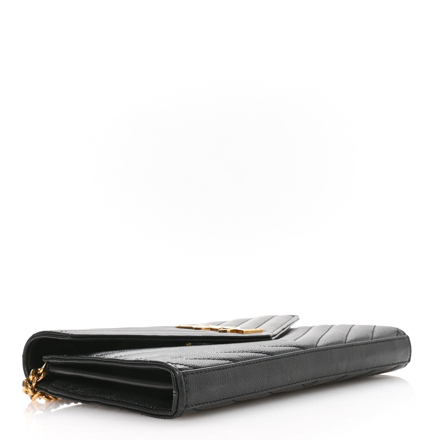 Grain De Poudre Matelasse Chevron Monogram Chain Wallet Black