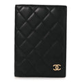 Lambskin Quilted Passport Holder Black
