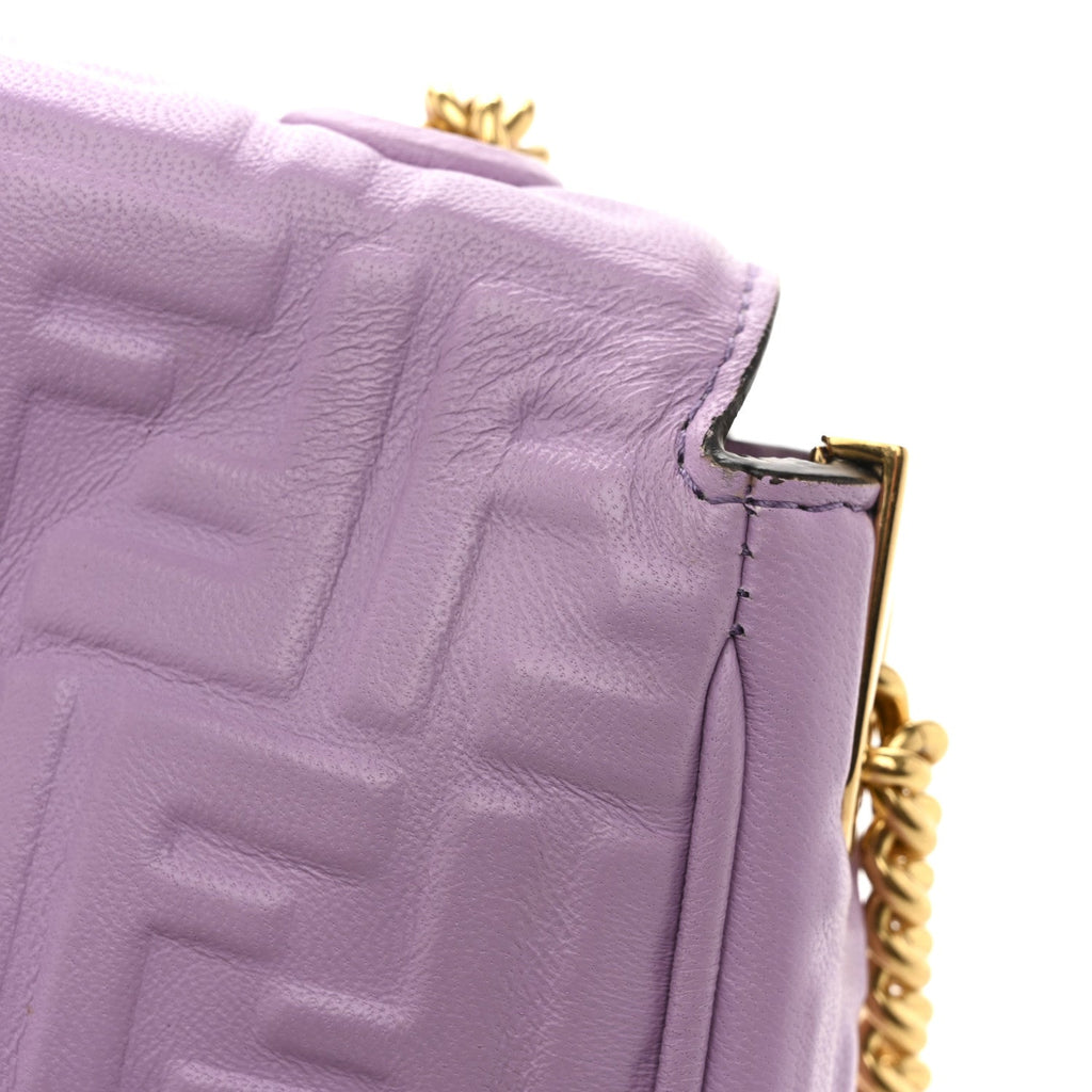 Nappa FF Embossed Small Midi Chain Baguette Violetta