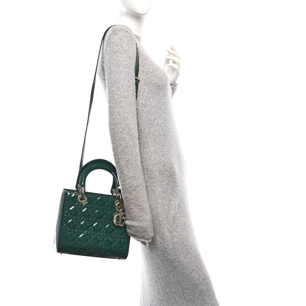 Patent Cannage Medium Lady Dior Pine Green