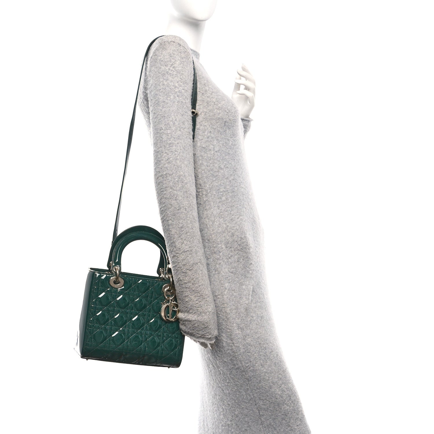 Patent Cannage Medium Lady Dior Pine Green