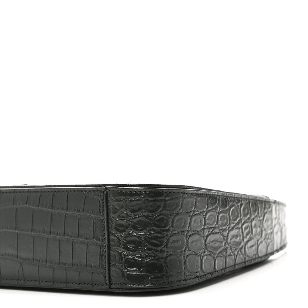 Calfskin Crocodile Embossed Le 5 A 7 Hobo Dark Green Bottle