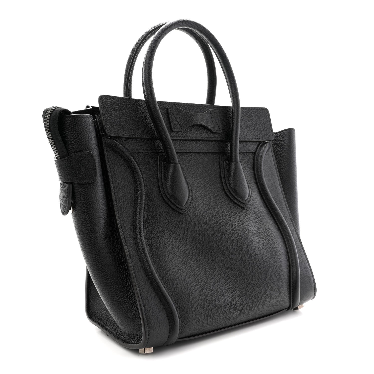 Drummed Calfskin Micro Luggage Black