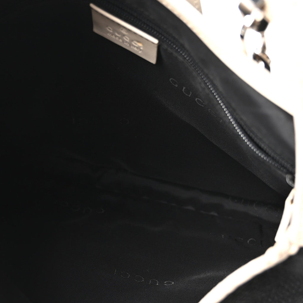 Canvas Calfskin Jackie O Chain Hobo White Black