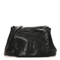 Pebbled Lambskin Chevron Monogram Large Nolita Black