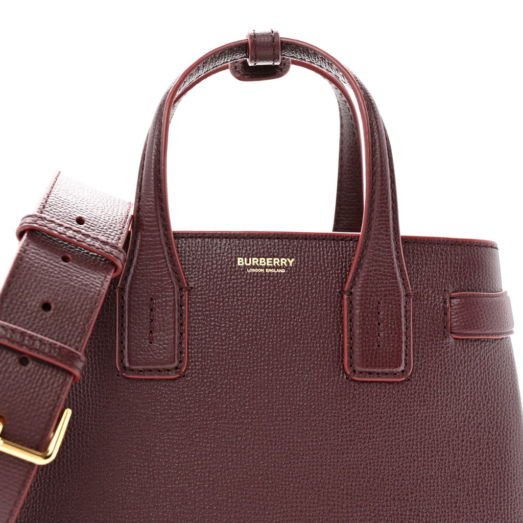 Grainy Calfskin House Check Small Banner Tote Mahogany Red