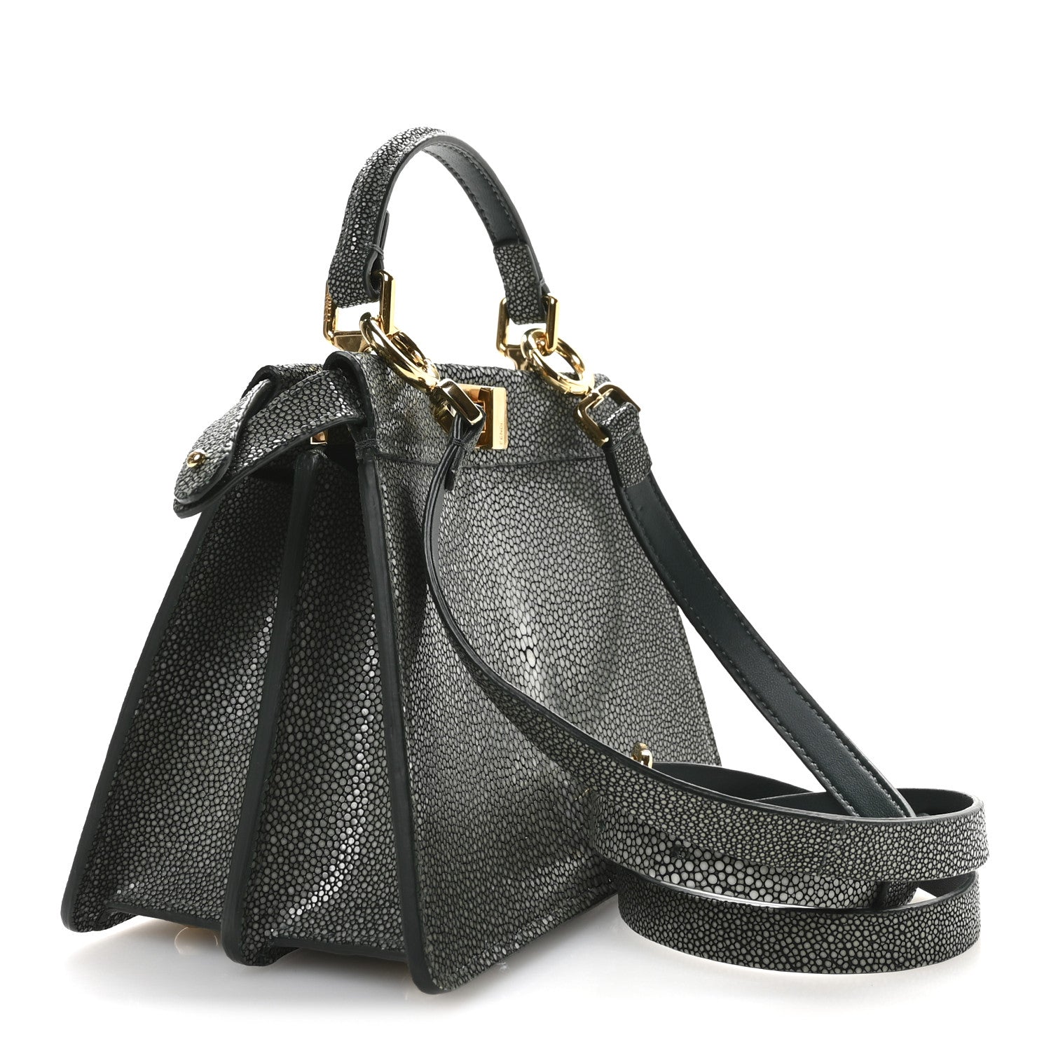 Stingray Shiny Nappa Petite Peekaboo I SEE U Satchel Verde Inglese