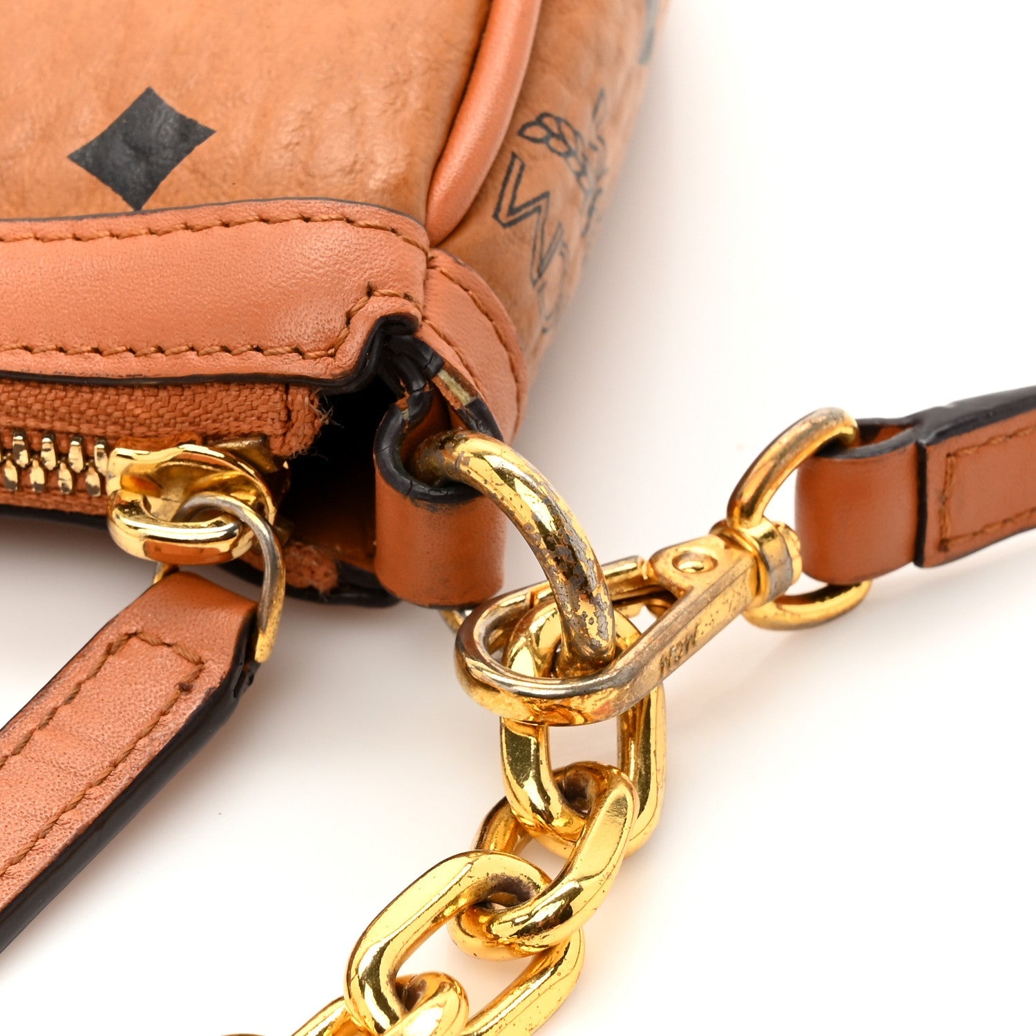 Visetos Nappa Mini Delmy Chain Shoulder Bag Cognac