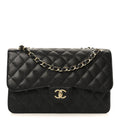 Caviar Quilted Jumbo Double Flap Black