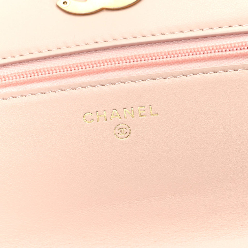 Calfskin Quilted Perfect FIt Wallet On Chain WOC Light Pink
