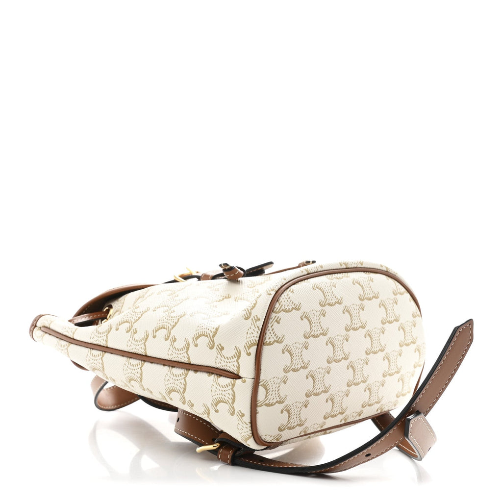 Triomphe Canvas Calfskin Mini Folco Backpack White