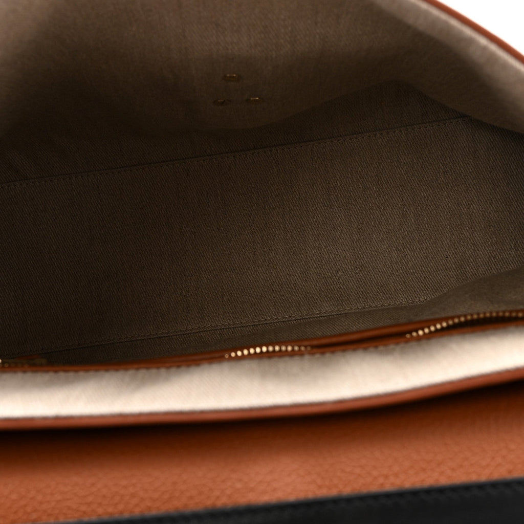 Grained Calfskin Large Penelope Shoulder Bag Caramel