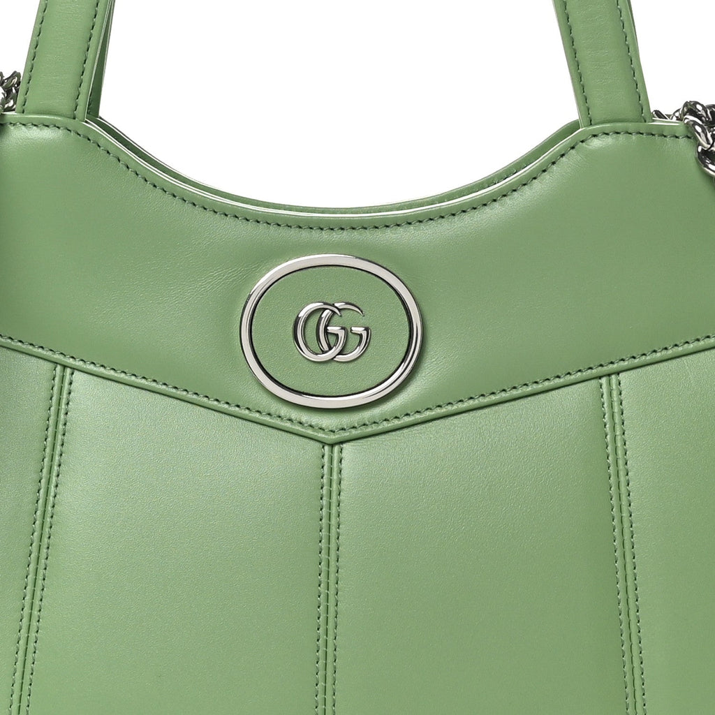 Senna Calfskin Petite GG Small Tote Bag Green Soil Grass