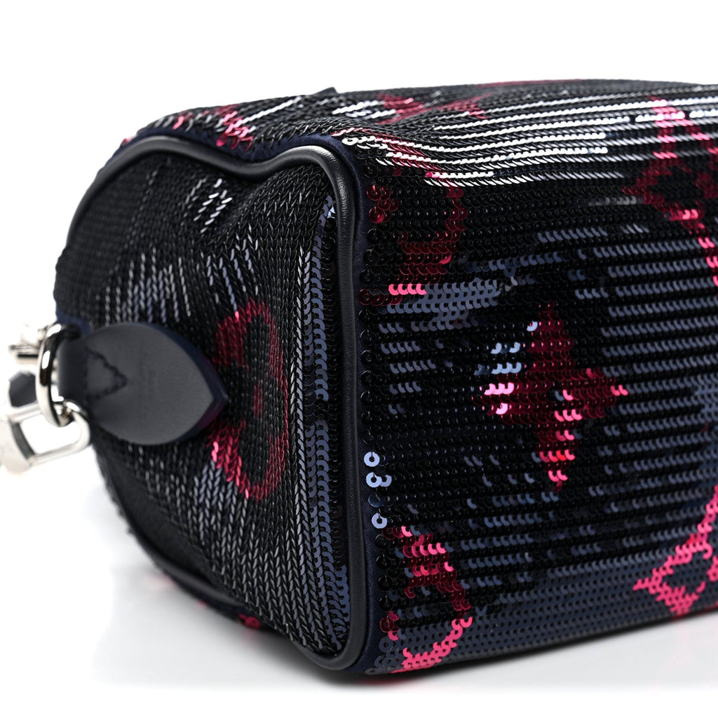 Giant Monogram Sequins Speedy Bandouliere 18 Navy Fuchsia