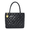 Caviar Quilted Medallion Tote Black