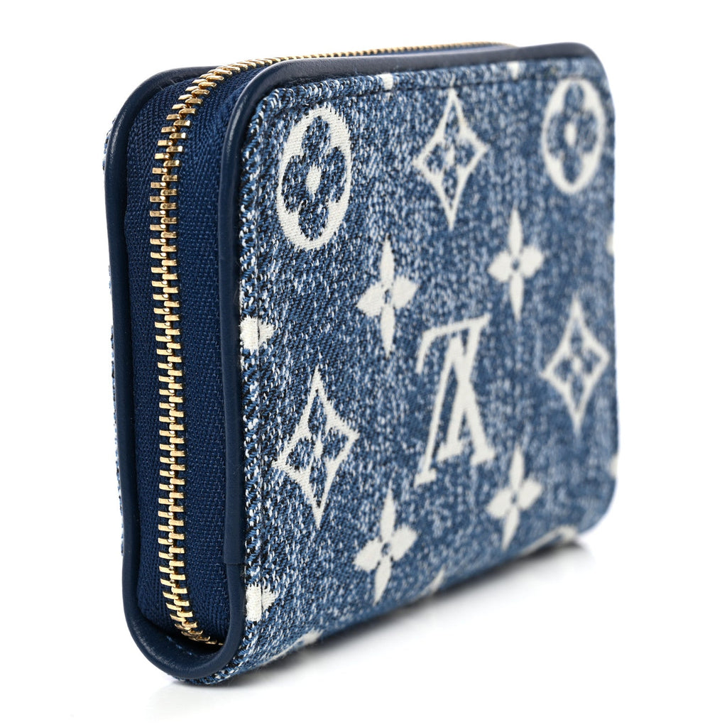 Denim Monogram Jacquard Zippy Coin Purse Bleu