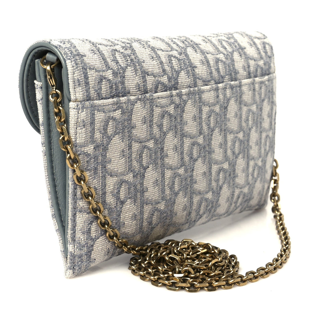 Oblique Saddle Chain Long Wallet Grey
