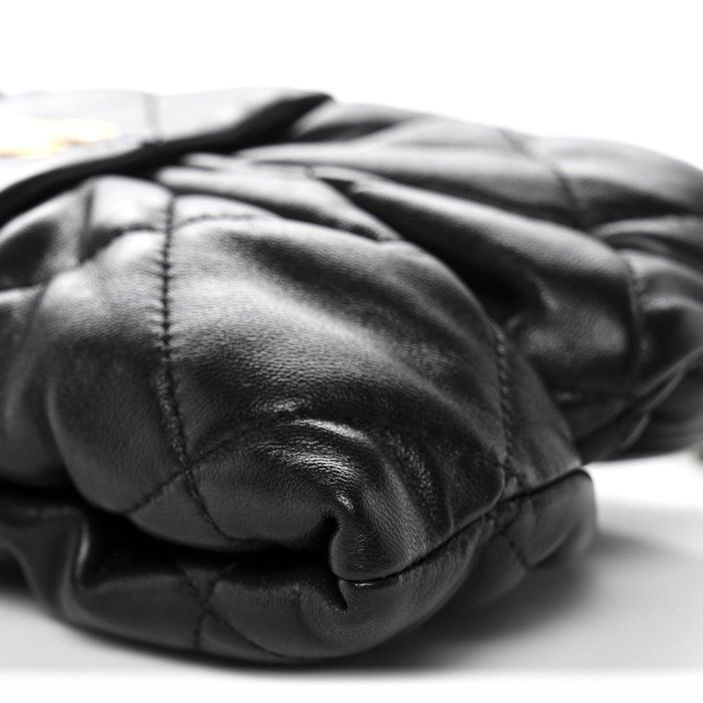 Lambskin Quilted Mini Bow Bag Black