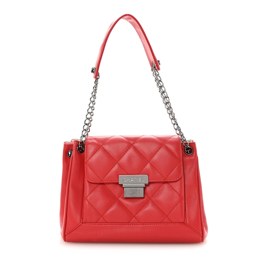 Caviar Small Accordion Flap Red
