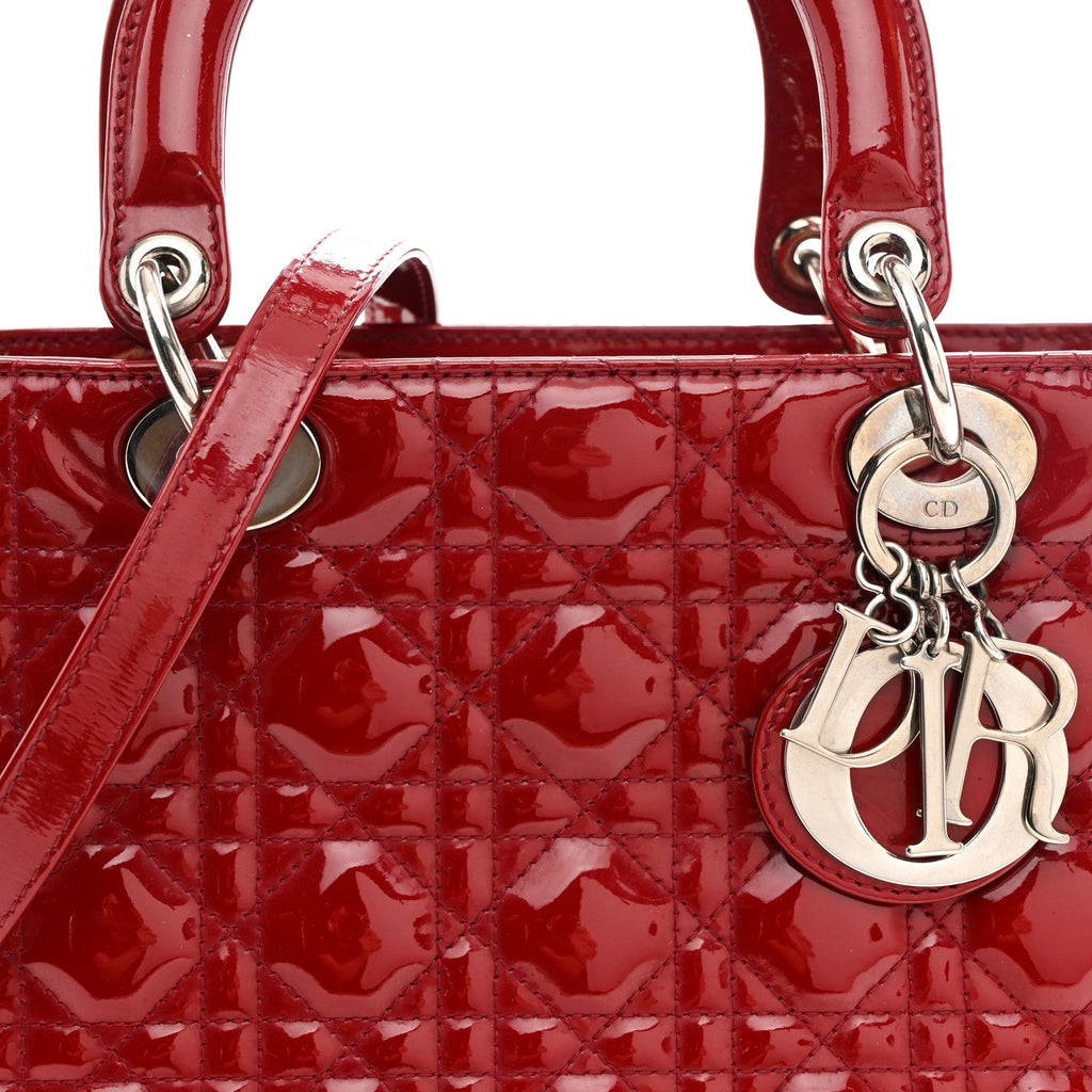 Patent Cannage Medium Lady Dior Red