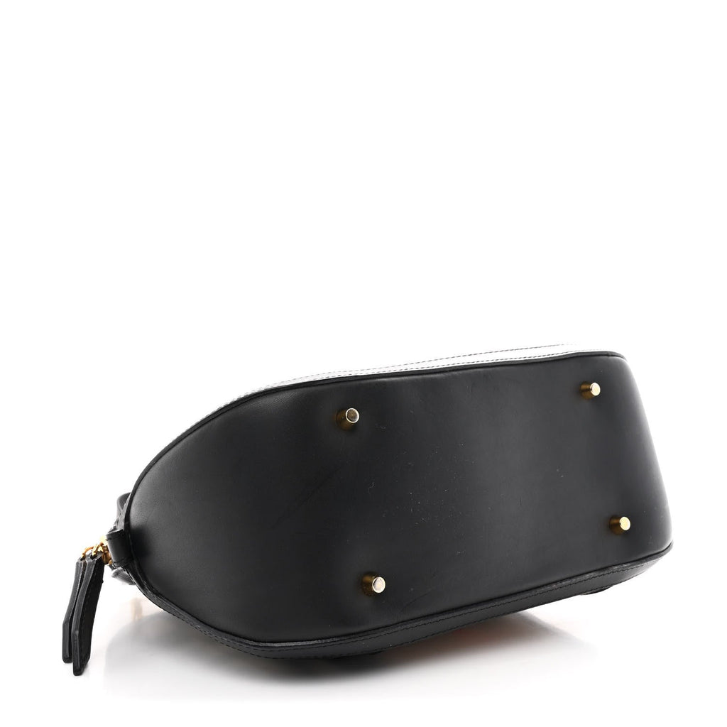 Bridle Calfskin House Check Small Orchard Bowling Bag Black