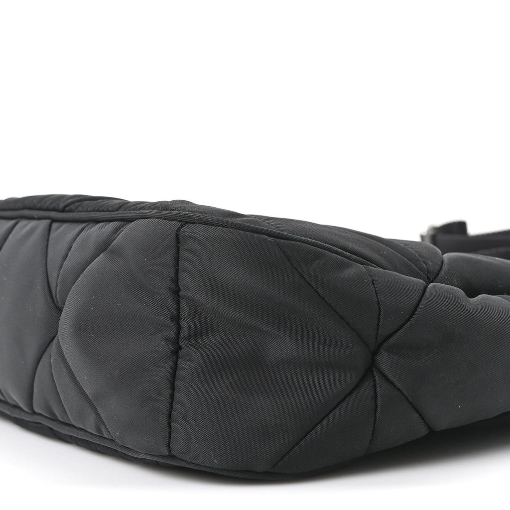 Re-Nylon Triangle Padded Patchwork Shoulder Bag Black