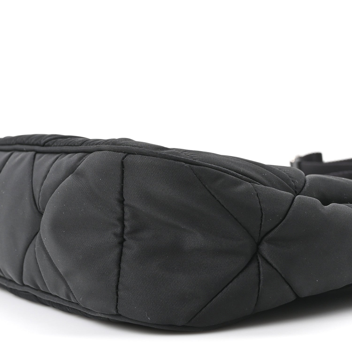 Re-Nylon Triangle Padded Patchwork Shoulder Bag Black