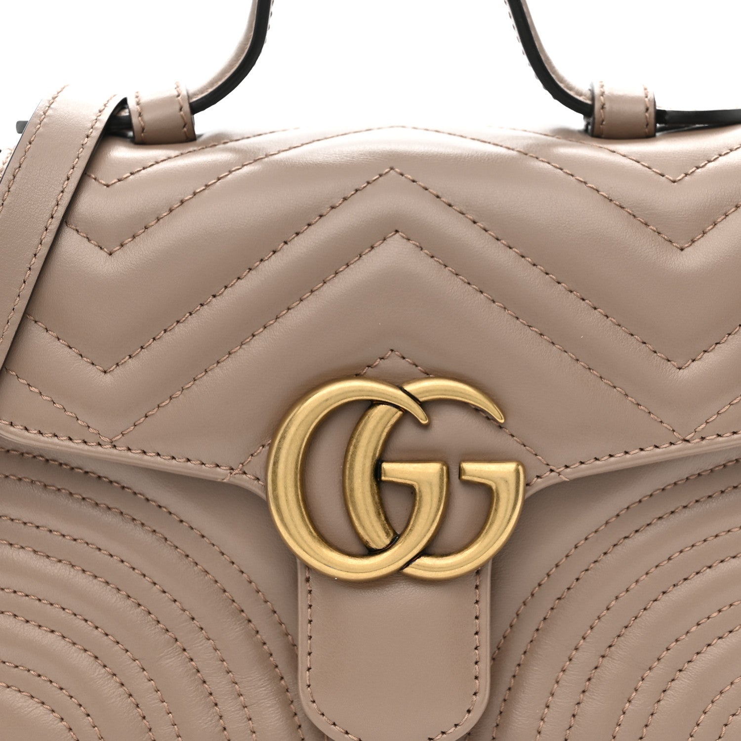 Calfskin Matelasse Mini GG Marmont Top Handle Shoulder Bag Porcelain Rose