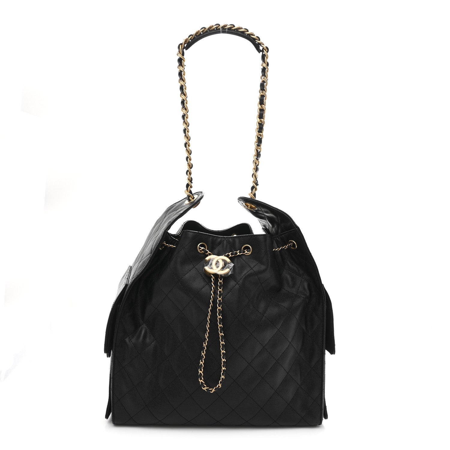Caviar Quilted Medium Chanel 25 Handbag Black