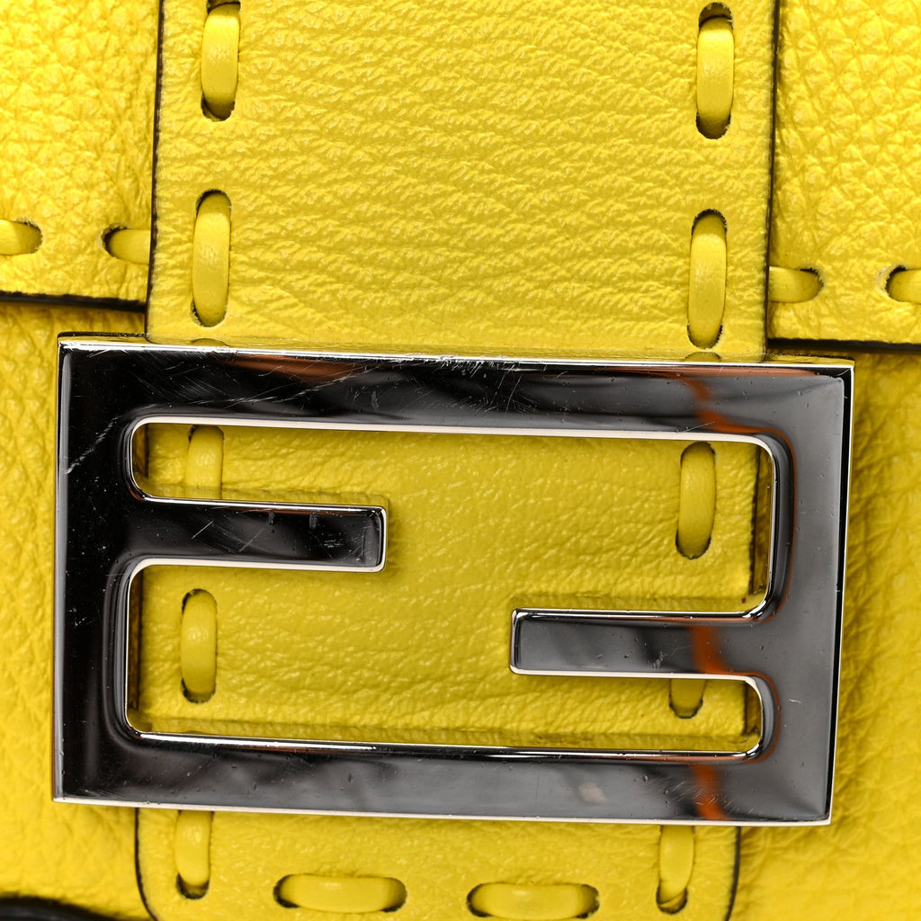 Cuoio Roma Sellerissima Nappa Sintetica Tape Stitch Mini Baguette Acid Yellow