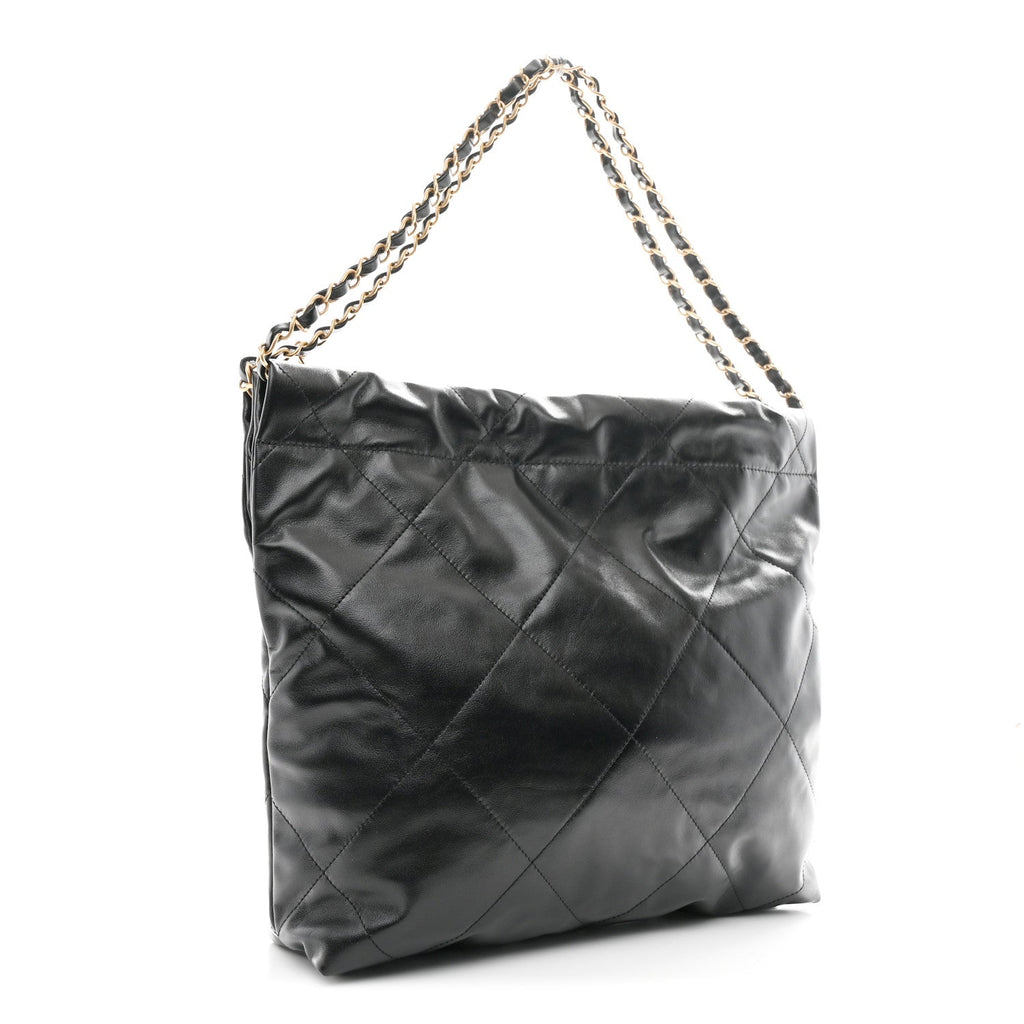 Shiny Calfskin Quilted Small Chanel 22 Black