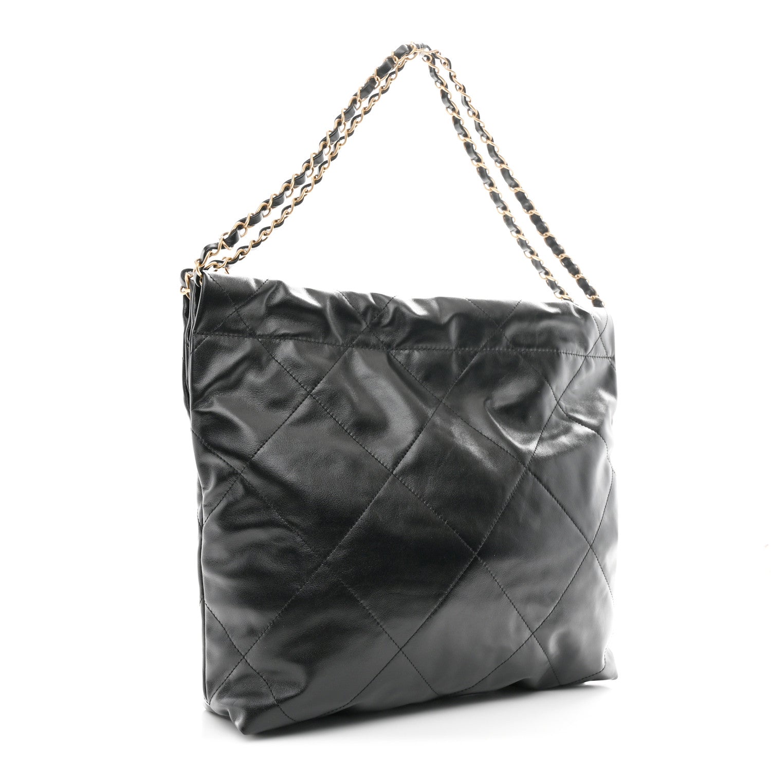 Shiny Calfskin Quilted Small Chanel 22 Black