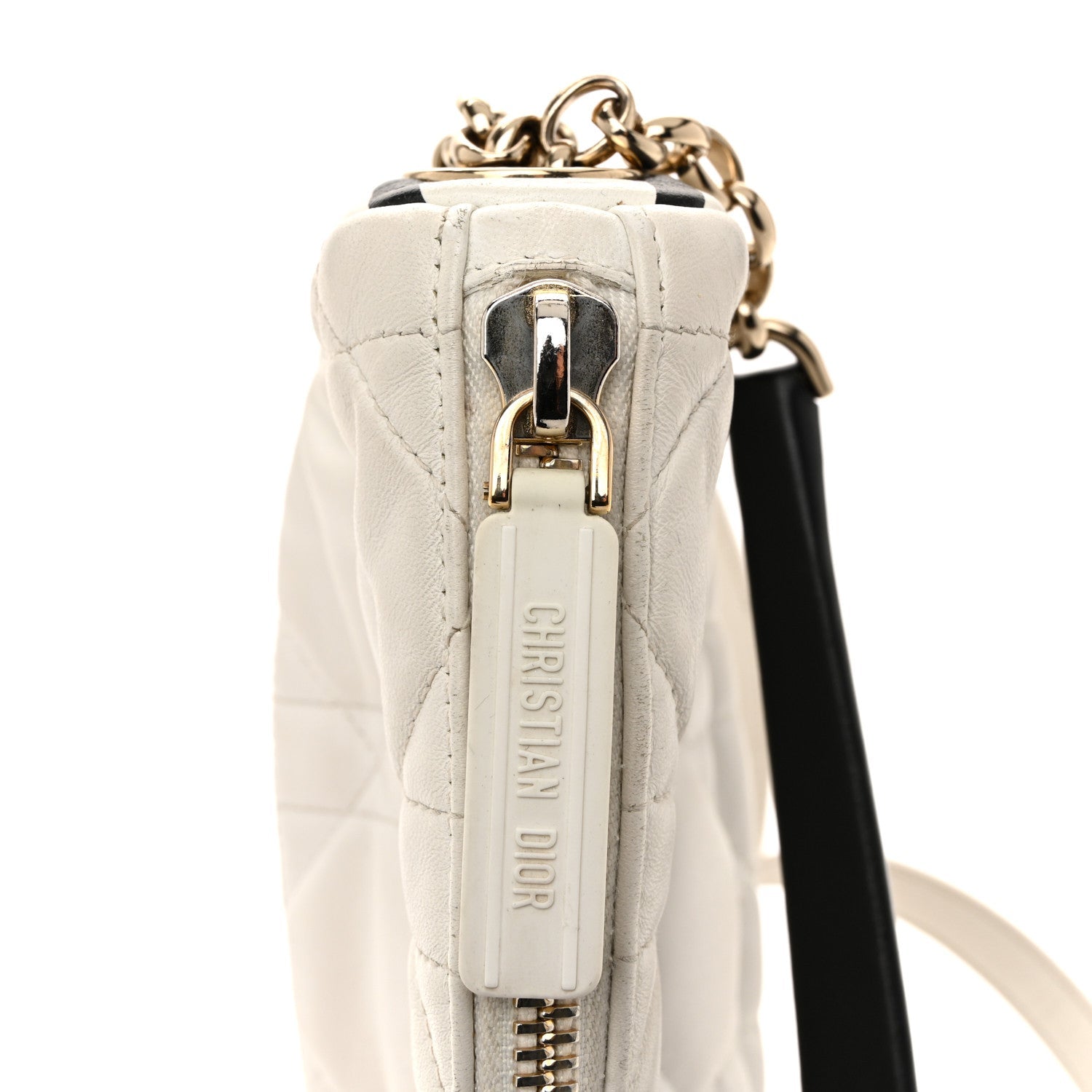 Lambskin Cannage Small Dior Vibe Hobo Bag White