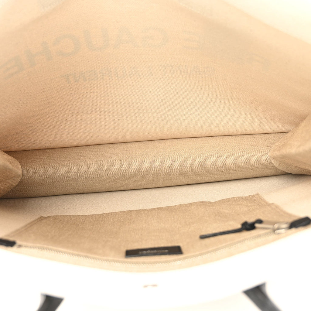 Linen Calfskin Rive Gauche Tote Greggio Natural