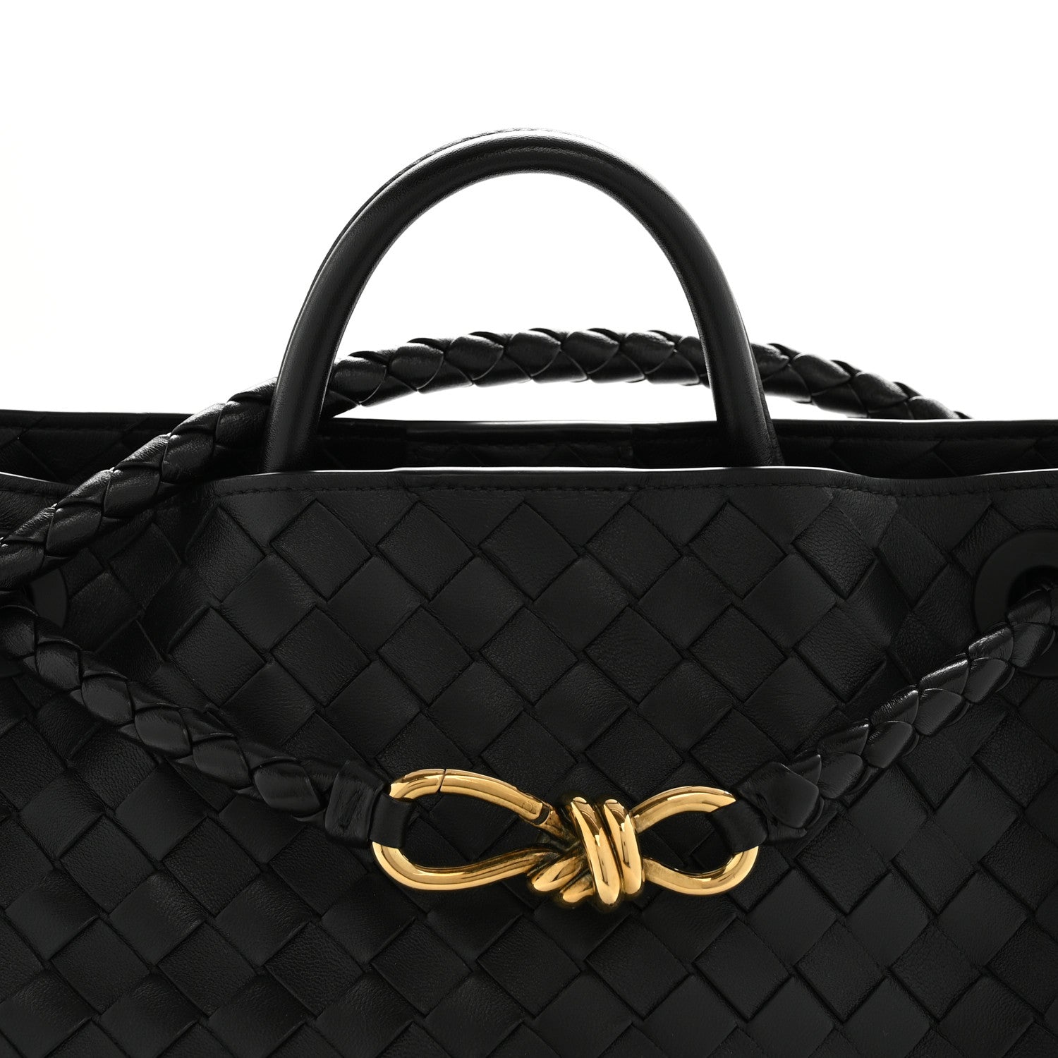 Nappa Intrecciato Medium Andiamo Shoulder Bag Black