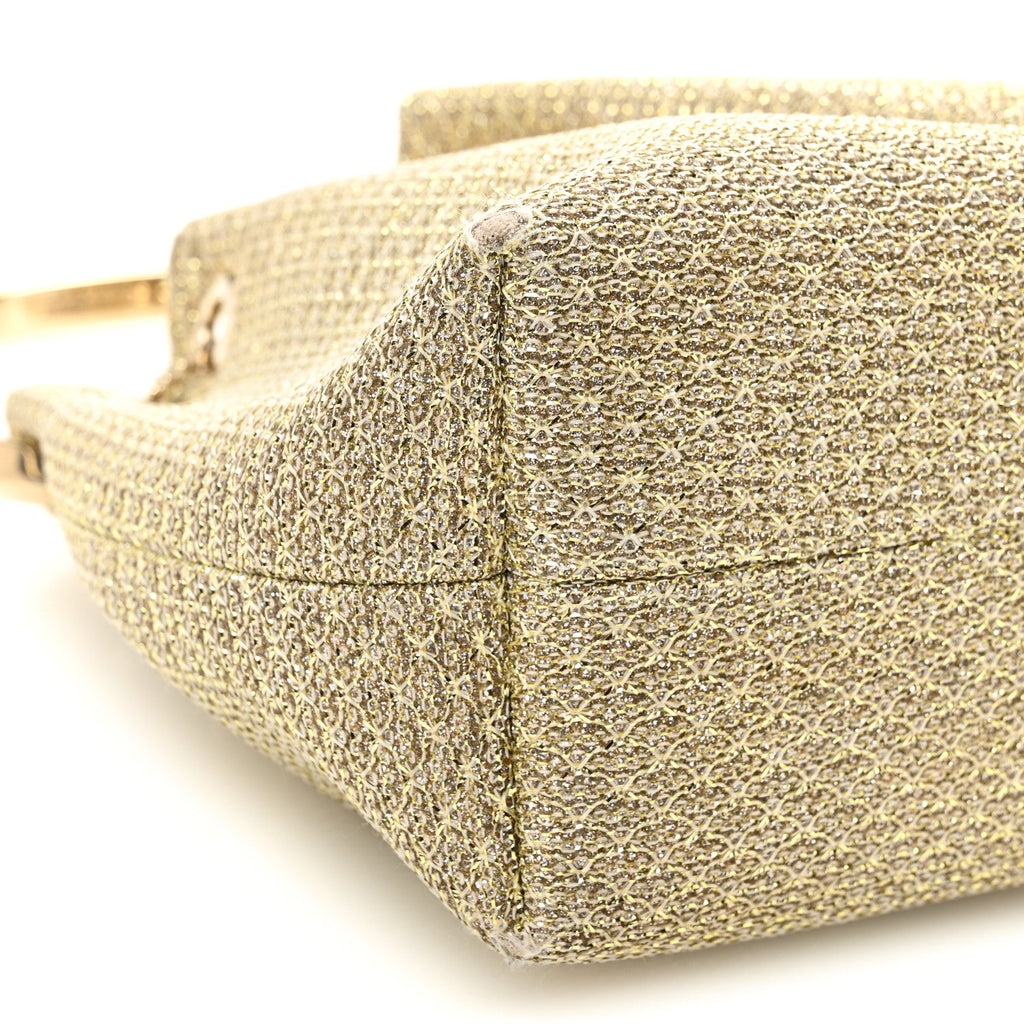 Metallic Woven Bon Bon Bag Champagne