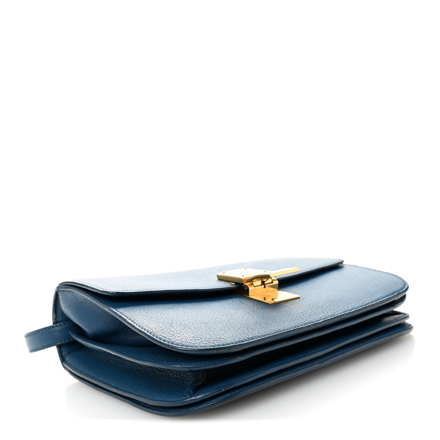 Goatskin Calfskin Medium Classic Box Flap Bag Deepsea