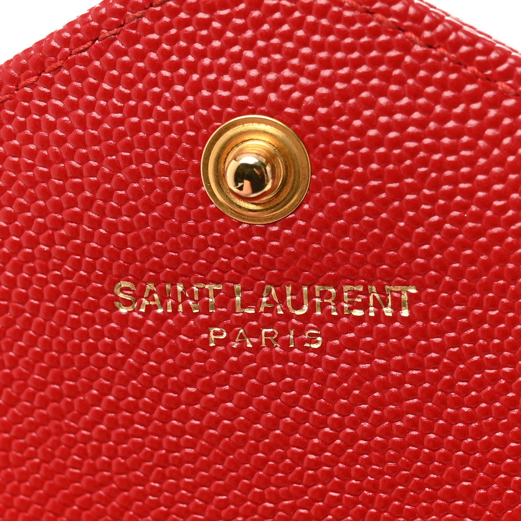Grain De Poudre Matelasse Chevron Monogram Chain Wallet New Red