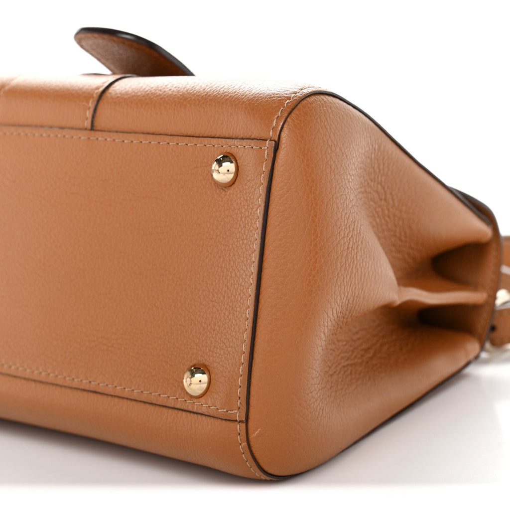 Grained Calfskin Mini Brillant Satchel Natural