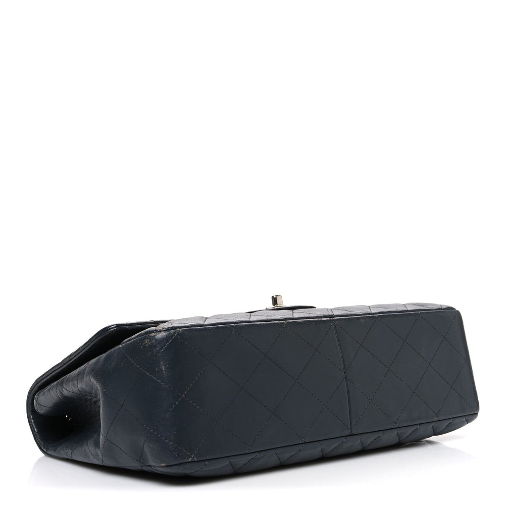 Lambskin Quilted Jumbo Single Flap Grey