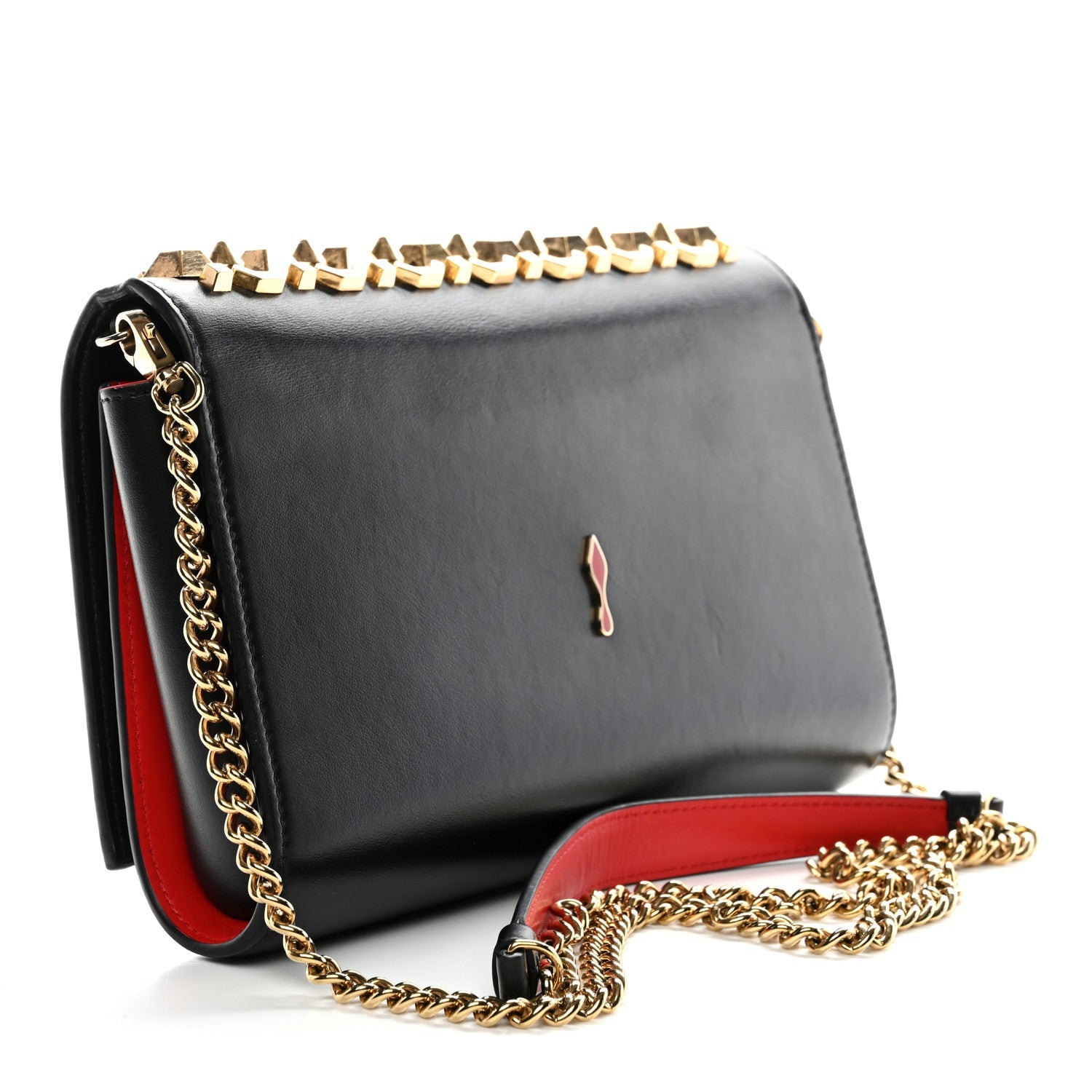 Calfskin Spikes Empire Paloma Clutch Black