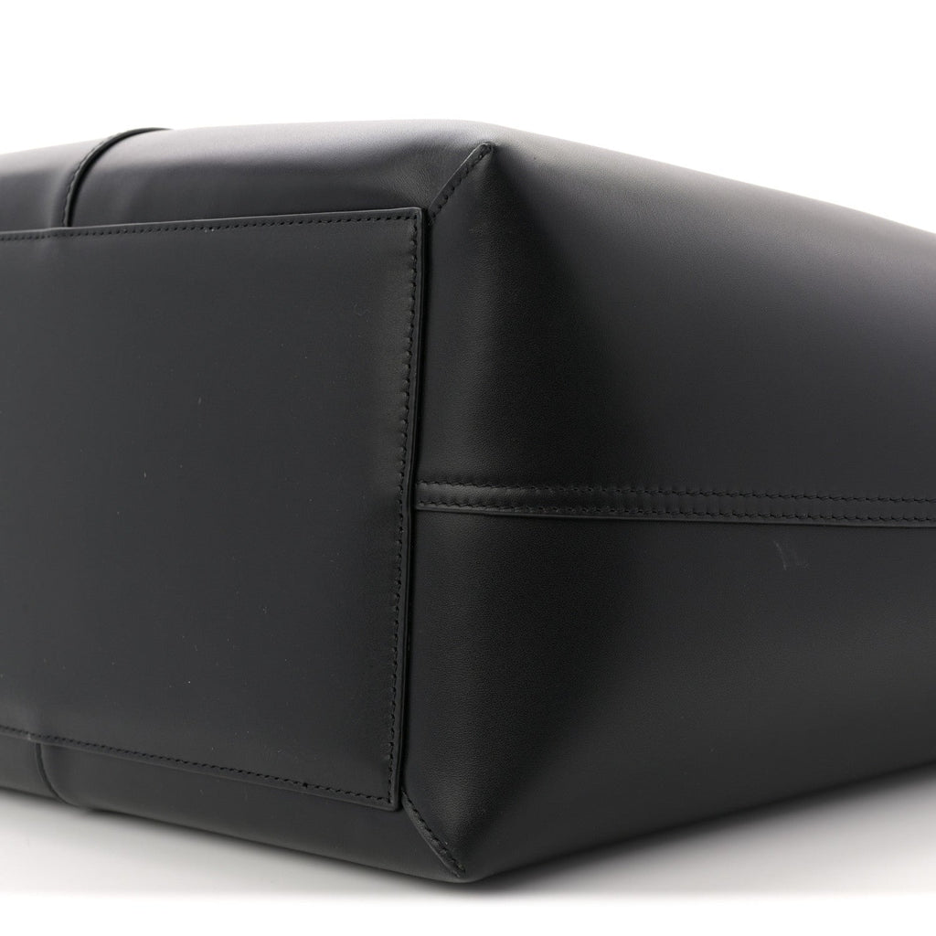 Smooth Calfskin Maxi Trapezoid Shopping Tote Black