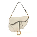 Grained Calfskin Saddle Bag White