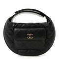 Caviar Quilted Polly Pocket Pouch Hobo Black