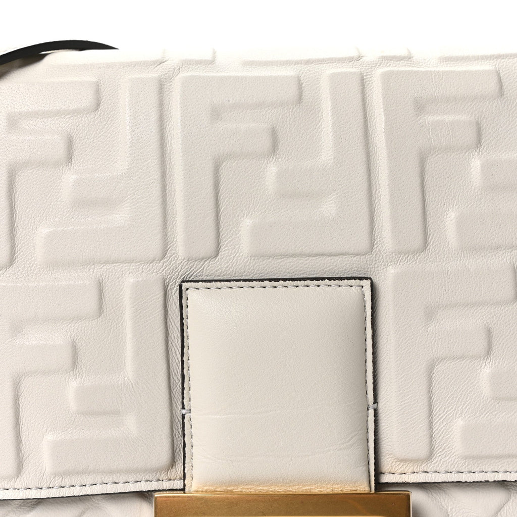 Nappa FF 1974 Embossed Large Baguette White