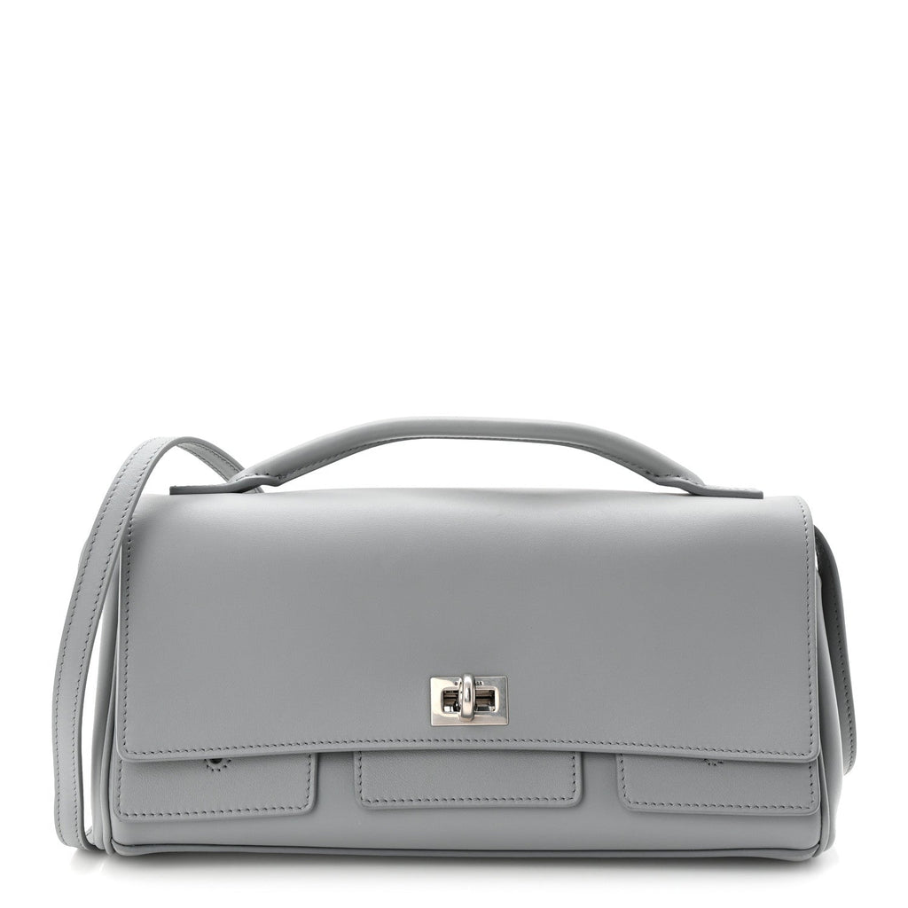 Smooth Calfskin Small Bel Air Clutch On Strap Cloud Grey