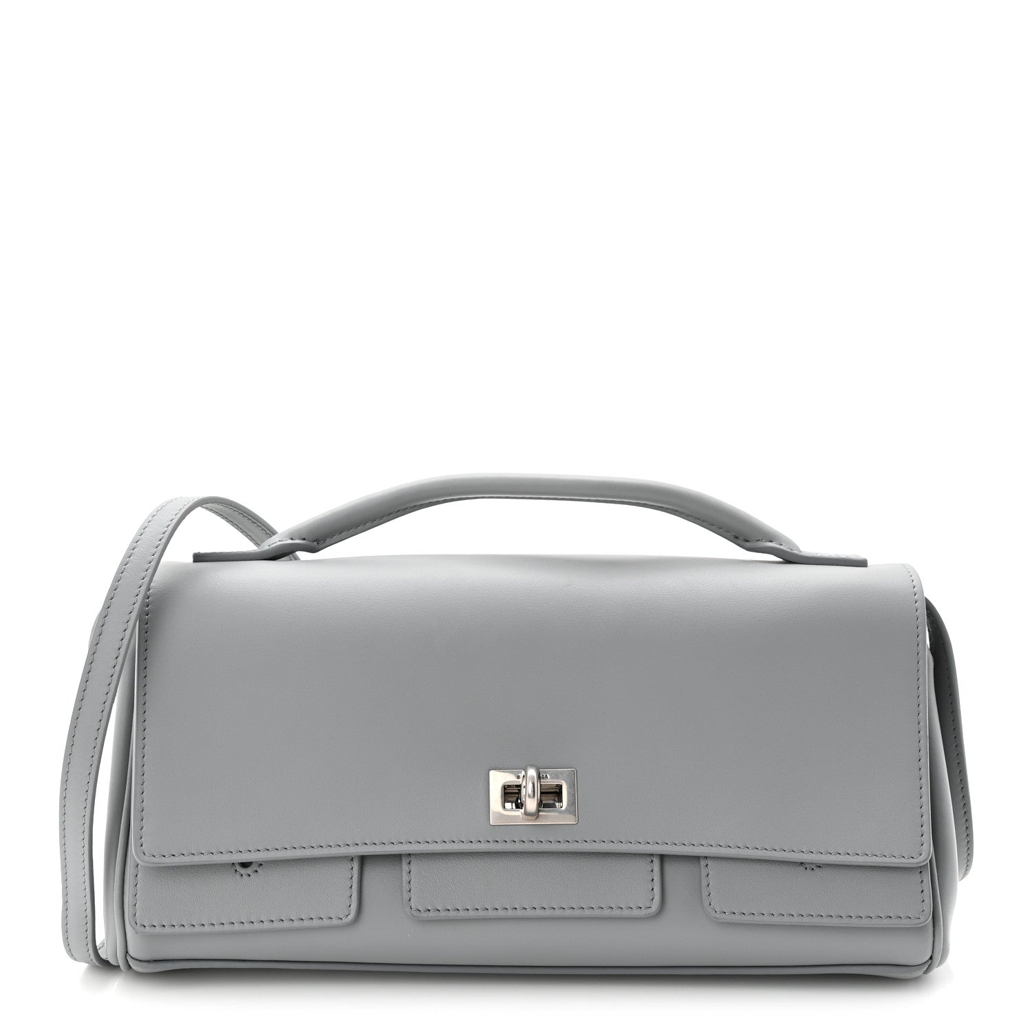 Smooth Calfskin Small Bel Air Clutch On Strap Cloud Grey
