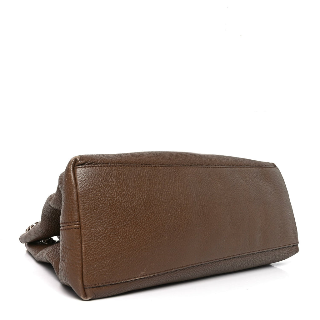 Pebbled Calfskin Medium Soho Chain Shoulder Bag Maple Brown