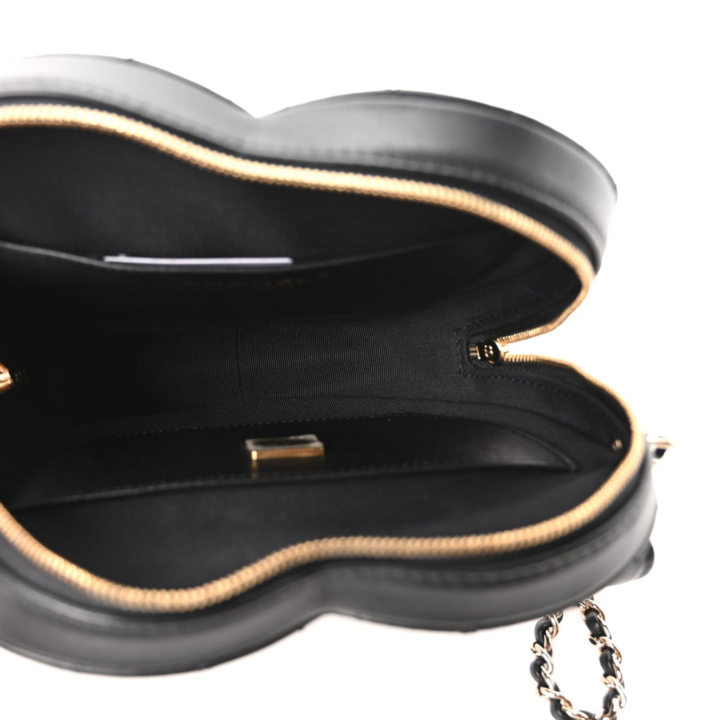 Lambskin Quilted Large CC In Love Heart Bag Black